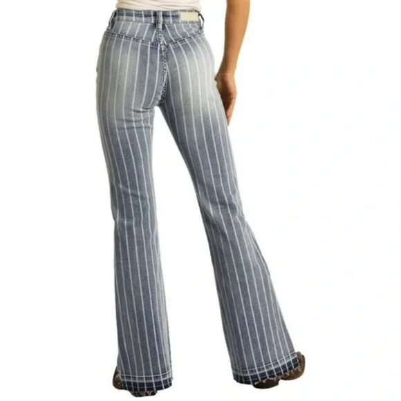 UNISEX ROCK AND ROLL DENIM HIGH RISE JEANS 32X32 - Picture 3 of 9